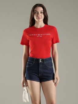 Tommy Hilfiger - Red Logo Regular Fit Cotton T-Shirt
