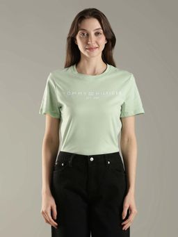 Tommy Hilfiger - Green Logo Regular Fit Cotton T-Shirt