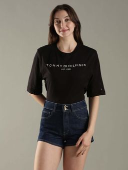 Tommy Hilfiger - Black Logo Relaxed Fit Cotton T-Shirt