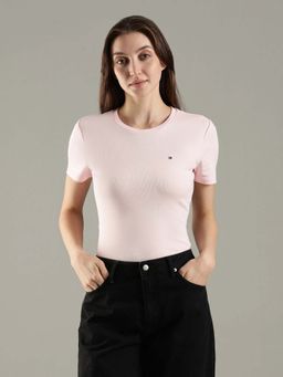 Tommy Hilfiger - Pink Solid Slim Fit Cotton T-Shirt