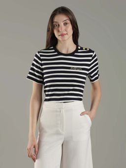 Tommy Hilfiger - Striped Black Regular Fit Cotton T-Shirt