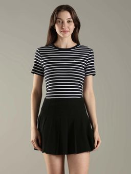 Tommy Hilfiger - Navy Blue Striped Regular Fit Cotton T-Shirt