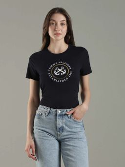 Tommy Hilfiger - Logo Black Regular Fit Cotton T-Shirt