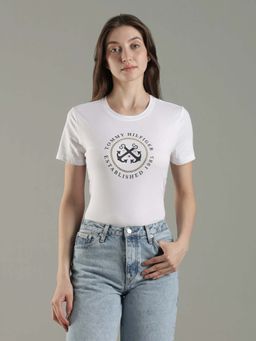 Tommy Hilfiger - Logo White Regular Fit Cotton T-Shirt
