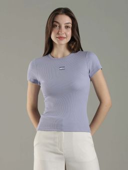 Tommy Hilfiger - Purple Solid Slim Fit Cotton T-Shirt