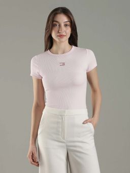 Tommy Hilfiger - Pink Solid Slim Fit Cotton T-Shirt