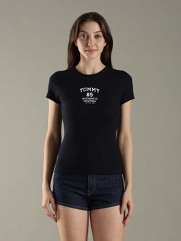Tommy Hilfiger - Navy Blue Logo Slim Fit Cotton T-Shirt