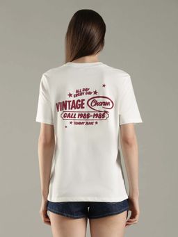 Tommy Hilfiger - White Graphic Relaxed Fit Cotton T-Shirt