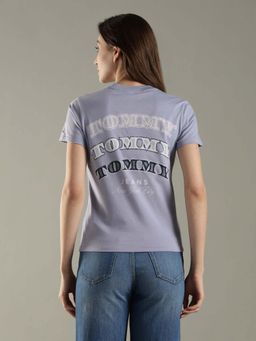 Tommy Hilfiger - Purple Logo Regular Fit Cotton T-Shirt