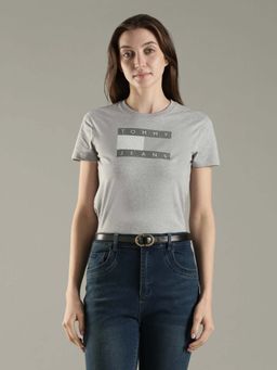 Tommy Hilfiger - Grey Logo Regular Fit Cotton T-Shirt