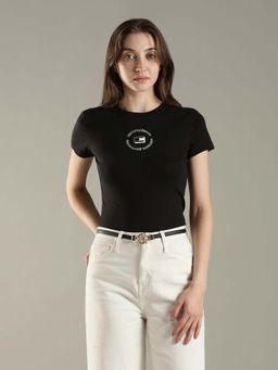 Tommy Hilfiger - Black Logo Slim Fit Cotton T-Shirt