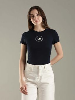 Tommy Hilfiger - Navy Blue Logo Slim Fit Cotton T-Shirt