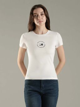 Tommy Hilfiger - White Logo Slim Fit Cotton T-Shirt