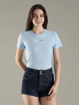 Tommy Hilfiger - Blue Logo Solid Regular Fit Cotton T-Shirt