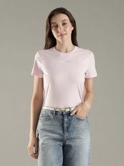 Tommy Hilfiger - Pink Logo Solid Regular Fit Cotton T-Shirt