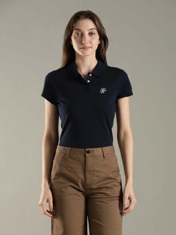 Tommy Hilfiger - Solid Navy Blue Slim Fit Cotton Polo T-Shirt