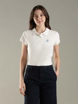 Tommy Hilfiger - Solid White Slim Fit Cotton Polo T-Shirt