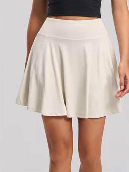 Wave Athleisure - Women White Ace Ribbed Skort