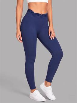 Wave Athleisure - Navy Blue Ruched High Waist Leggings