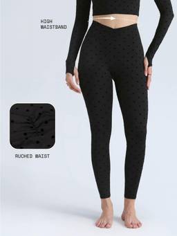 Cava Athleisure - Women Black Ruched Snug Leggings
