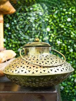 Ekhasa - Round Multi Purpose Dhoop Dani Pot & Tealight Candle Holder