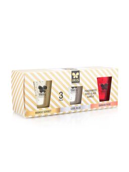 Iris - Homefragrances shot Glass candle Pack of 3 Damask Rose, Cool Blue, Mango Sorbet
