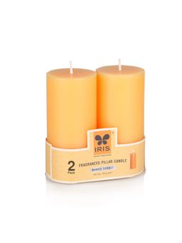 Iris - Homefragrances Pack of 2 Mango Sorbet Fragrance Pillar candles 160g each 2 x 4 inch
