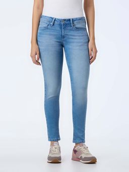 Pepe Jeans - Women Blue Mid Waist Skinny Fit Powerflex Jeans