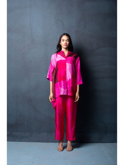 clos - Dupion Silk Comprised Of Color Block Print Top and Pant (Set of 2)