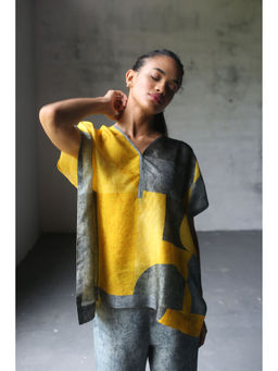 clos - Dupion Silk Comprised Of Color Block Print Top and Pant (Set of 2)