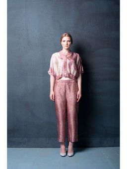 clos - Dupion Silk Comprised Of Color Block Print Top And Pant (Set of 2)