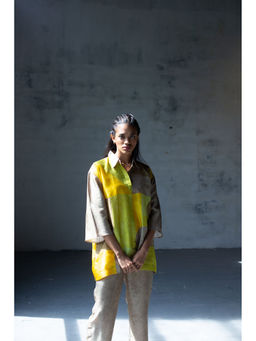 clos - Dupion Silk Comprised Of Color Block Print Top and Pant (Set of 2)