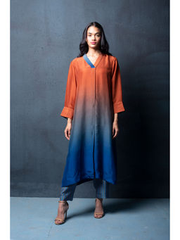 clos - Dupion Silk Comprised Of Ombre Print Kurta And Pant with Dupatta (Set of 3)