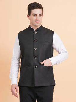 SG LEMAN - Men Black Nehru Jacket