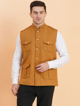 SG LEMAN - Men Mustard Nehru Jacket
