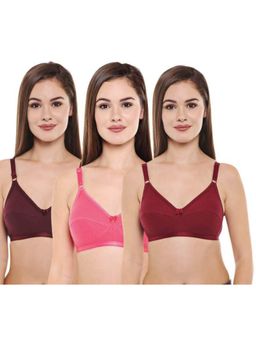 Bodycare - Pack of 3 Premium Perfect Coverage Bra In Coral-Maroon & Wine Colour