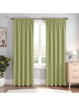 HOMEMONDE - Olive Polyester Blackout Curtains (Pack of 2)