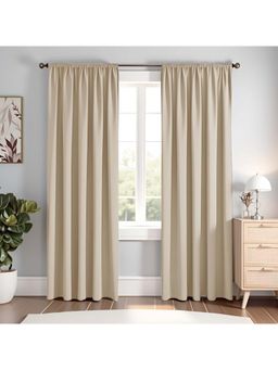 HOMEMONDE - Beige Polyester Blackout Curtains (Pack of 2)