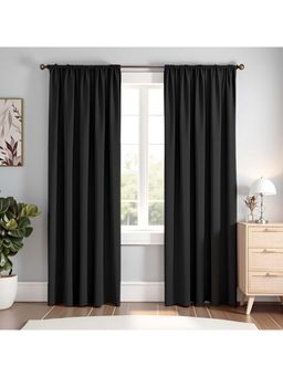 HOMEMONDE - Black Polyester Blackout Curtains (Pack of 2)