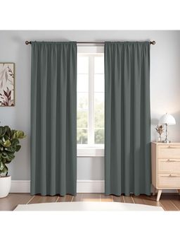 HOMEMONDE - Grey Polyester Blackout Curtains (Pack of 2)