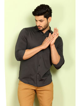 MELVIN JONES - Charcoal Diamond Dobby Shirt