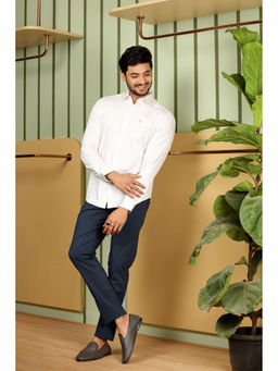 MELVIN JONES - White Silver Petal Print Shirt