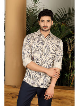 MELVIN JONES - Beige Leaf Print Shirt