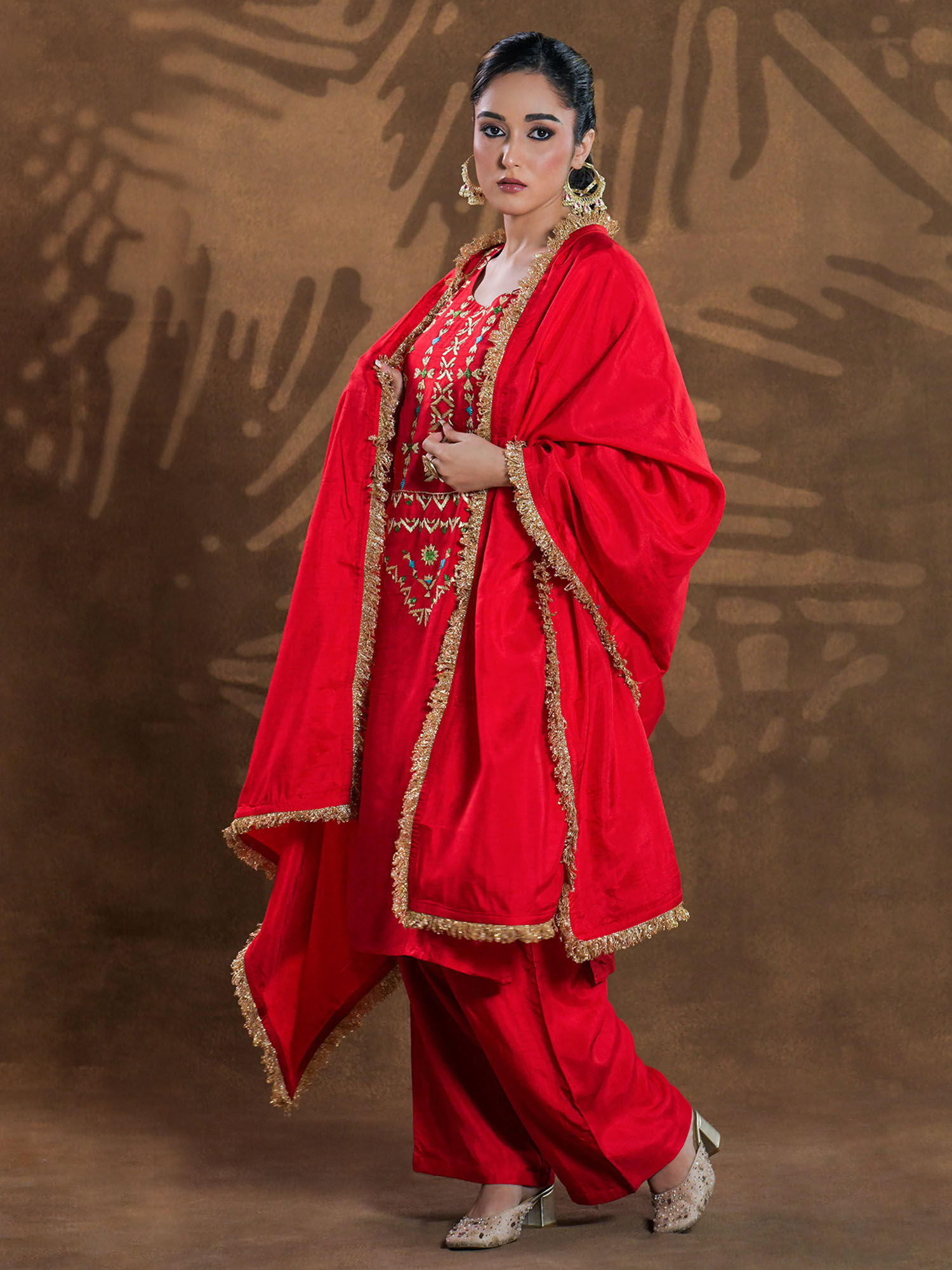 phulkari forever Red Pure Silk Pant-picture-38