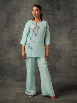 Phulkari Forever - Blue Pure Organza Pant