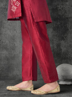 Phulkari Forever - Maroon Pure Chanderi Pant