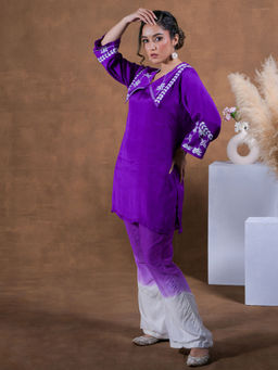 Phulkari Forever - Purple Pure Chinon Pant