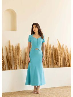 Make believe by Ritika - Audrey Blue Solid Skirt Set