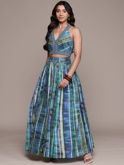 Ritu Kumar - Blue Candice Sleeveless Skirt Set