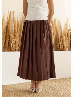 Make believe by Ritika - Brown Charlotte Solid Pleated Skirt
